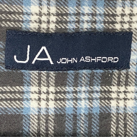 John Ashford Flannel Shirt Mens 4XLT Blue Black Plaid Cotton Button Down - Picture 6 of 9